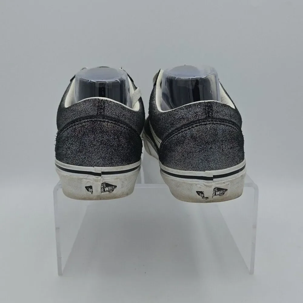 Vans Low Top Sneakers Skateboard Shoes Gray Shimmer Glitter Womens 9 or Mens 7.5